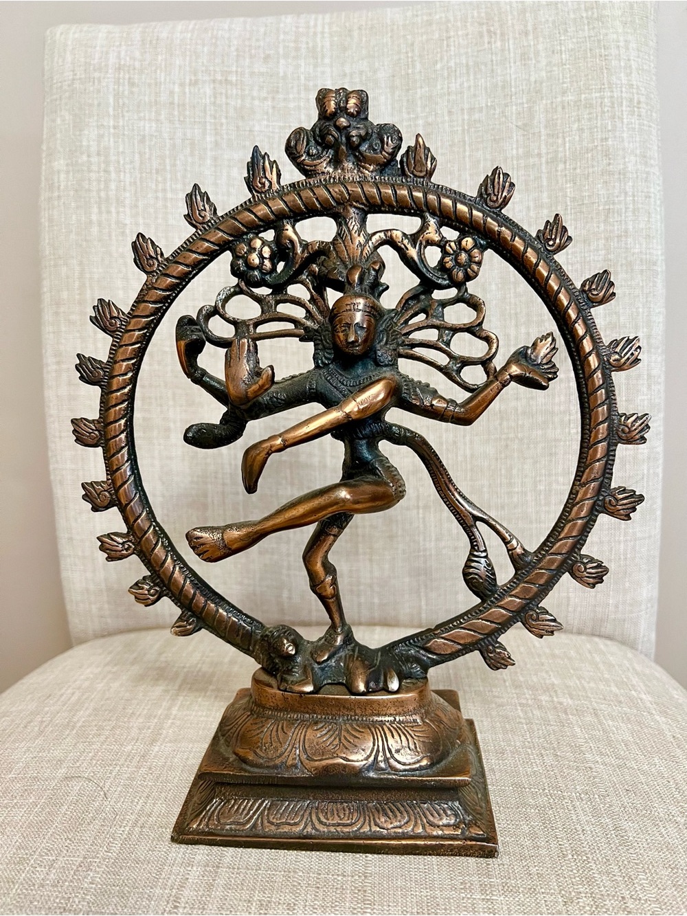 Vintage Shiva Nataraja Dancing Bronze Hindu Statue 11” Sculpture Ring of Fire